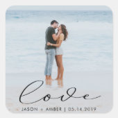Autocollant personnalisé de photo de mariage en éc (Devant)