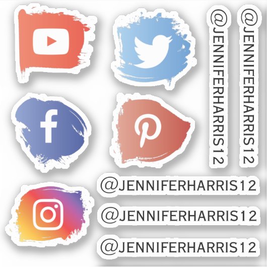 Autocollant personnalisé des médias sociaux modern (Devant)