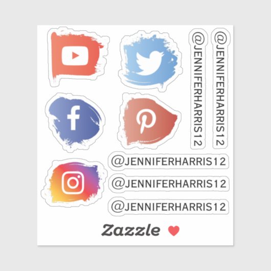 Autocollant personnalisé des médias sociaux modern (Feuille)