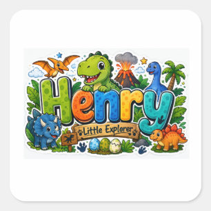 Autocollant Personnalisé Dinosaure Explorateur Hen