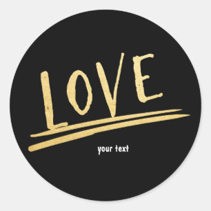 Autocollant personnalisé LOVE Black & Gold Modern 