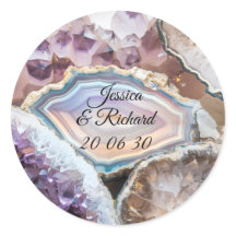 Autocollant Personnalisé Mariage Cristal Géode