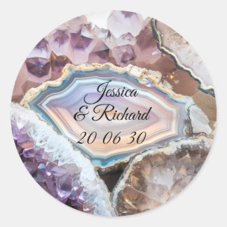 Autocollant Personnalisé Mariage Cristal Géode