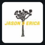 Autocollant personnalisé Mariage Joshua Tree<br><div class="desc">Ajoutez une touche personnalisée à votre mariage Joshua Tree avec ces autocollants de mariage personnalisés. Ces autocollants sont parfaits pour des projets do-it-yourself tels que les ajouter à vos faveurs de mariage, invitations ou décorations. Elles sont personnalisées avec les noms des jeunes mariés et disposent d'un joli design Joshua Tree....</div>