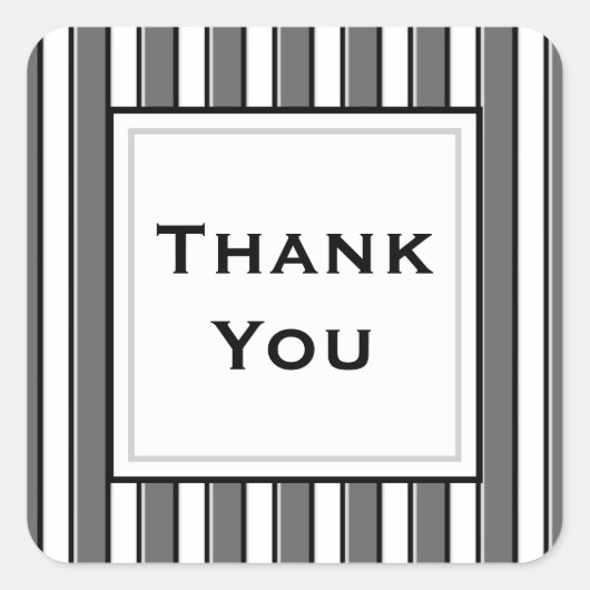 Autocollant personnalisé Merci rayures grises noir (Devant)