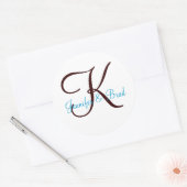 Autocollant personnalisé Monogramme Mariage bleu e (Enveloppe)