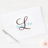 Autocollant personnalisé Monogramme Mariage bleu e (Enveloppe)