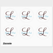 Autocollant personnalisé Monogramme Mariage bleu e (Feuille)
