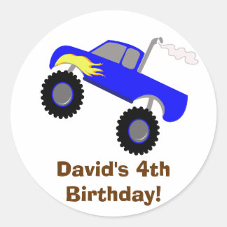 Autocollant personnalisé Monster Truck Birthday