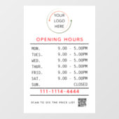 Autocollant personnalisé pour les heures d'ouvertu (Feuille)