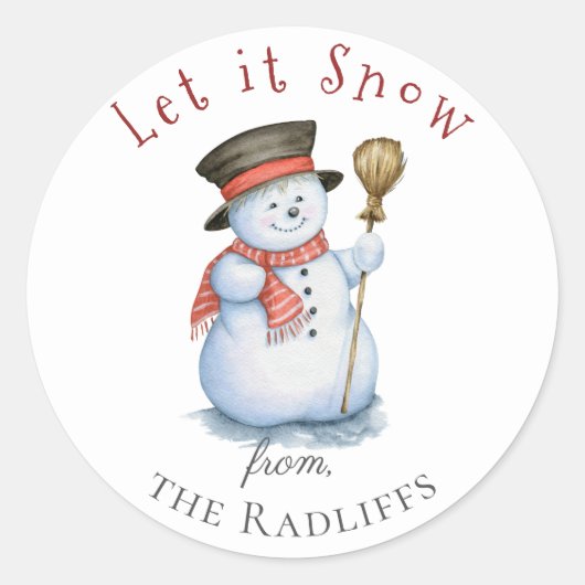 Autocollant personnalisé Snowman de Noël enchanté (Devant)