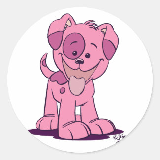 Autocollant petite chiot rose