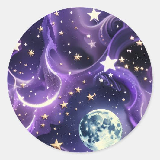 Autocollant - Phases de la Lune Céleste Violette D (Devant)