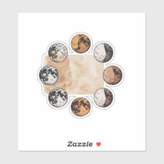 Autocollant Phases de Lune Mystique – Vintage Boho