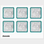 Autocollant photo avec bordure sarcelle (Feuille)