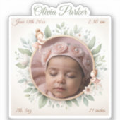 Autocollant photo bébé personnalisable avec cadre (Recto)