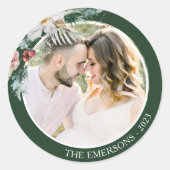 Autocollant photo botanique de Noël vert (Devant)