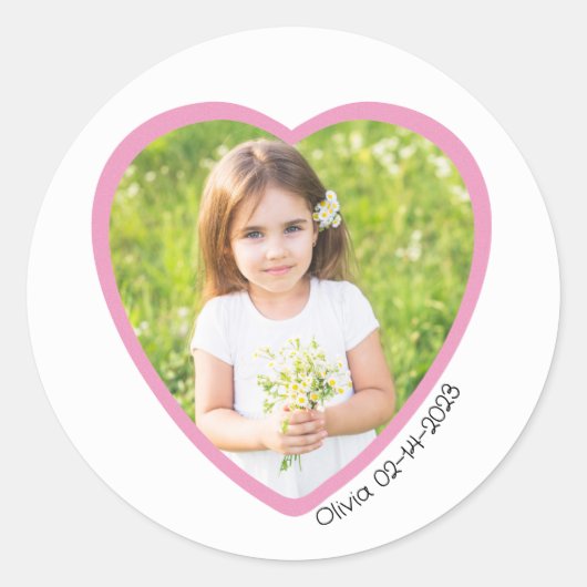 Autocollant Photo Cœur Rose Saint-Valentin Personn (Devant)