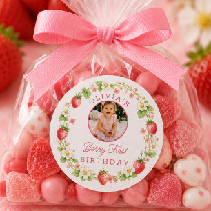 Autocollant Photo de Premier Anniversaire de Berry