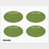 Autocollant photo ovale avec nom - herbe verte (Feuille)