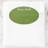 Autocollant photo ovale avec nom - herbe verte (Sac)