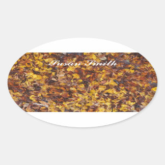 Autocollant photo ovale avec nom - Literie feuille