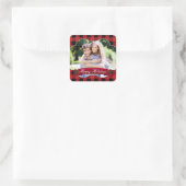 Autocollant photo Red Plaid & Pinecones Rustic Hol (Sac)
