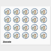 Autocollant photo rond flocon bleu pour Noël (Feuille)