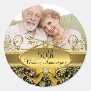 Autocollant Photo Rose Or & Noir 50e Anniversaire