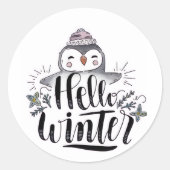 Autocollant Pingouin Bonjour Hiver (Devant)