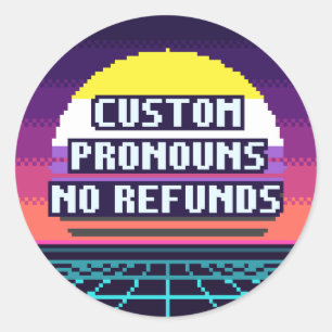 Autocollant Pixel Pronoms Personnalisés, Pas de Re