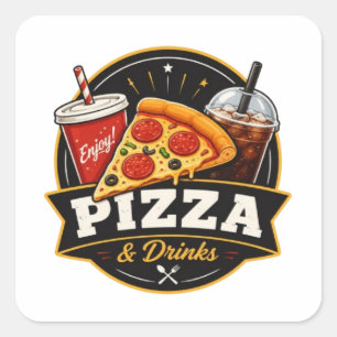 Autocollant Pizza & Boissons – Amateur de Fast Foo