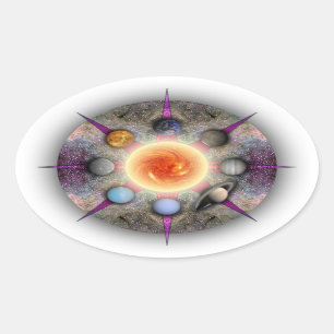 Autocollant planétaire d'ovale de mandala