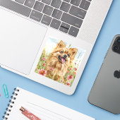 Autocollant Poméranien – Conception Aquarelle (Ordinateur portable avec iPhone)