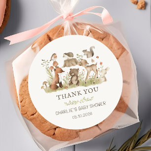 Autocollant pour Baby Shower Animaux de la Forêt