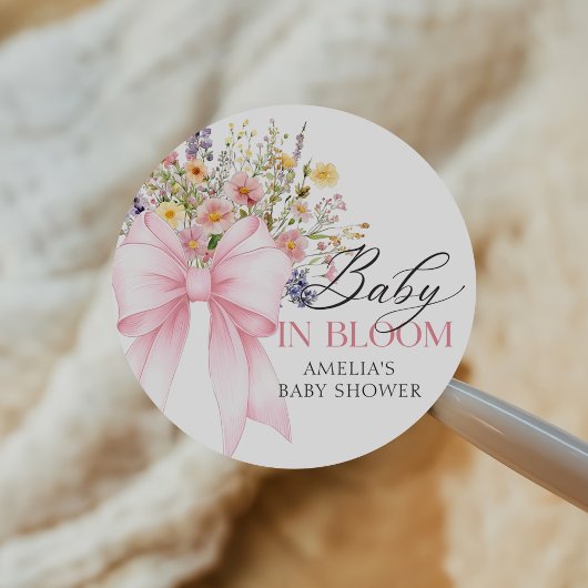 Autocollant pour Baby Shower Baby In Bloom Rose