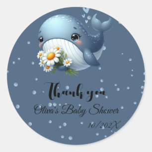 Autocollant pour Baby Shower Bébé Baleine Mignon