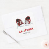 Autocollant pour Baby Shower Bébé Chaussures Rouge (Enveloppe)