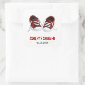 Autocollant pour Baby Shower Bébé Chaussures Rouge (Sac)