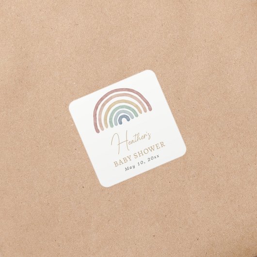 Autocollant pour Baby Shower Boho Rainbow