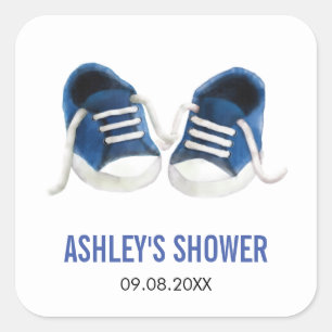 Autocollant pour Baby Shower Chaussures Bébé Bleue