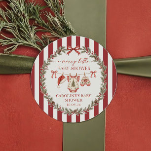 Autocollant pour Baby Shower de Noël Merry Little