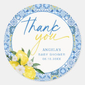 Autocollant pour Baby Shower Élégant Citron Médite (Devant)