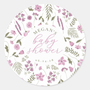 Autocollant pour Baby Shower Fleur Sauvage - Viole