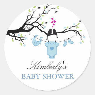 Autocollant pour Baby Shower Garçon | Oiseaux de l