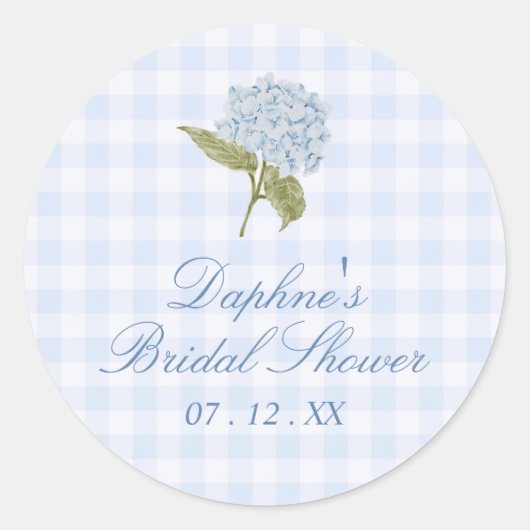 Autocollant pour Baby Shower Hydrangea Bleue (Devant)