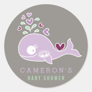 Autocollant pour Baby Shower Maman baleine enceint