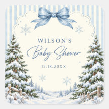 Autocollant pour Baby Shower Ourson rayures et noe