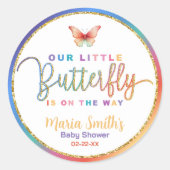 Autocollant pour Baby Shower Papillon – Aquarelle  (Devant)