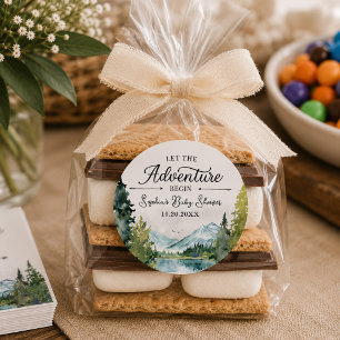 Autocollant pour Baby Shower "Que l'aventure comme